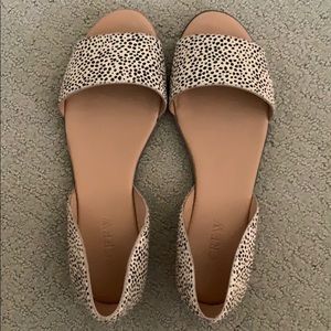 JCREW Morgan calf hair peep-toe flats